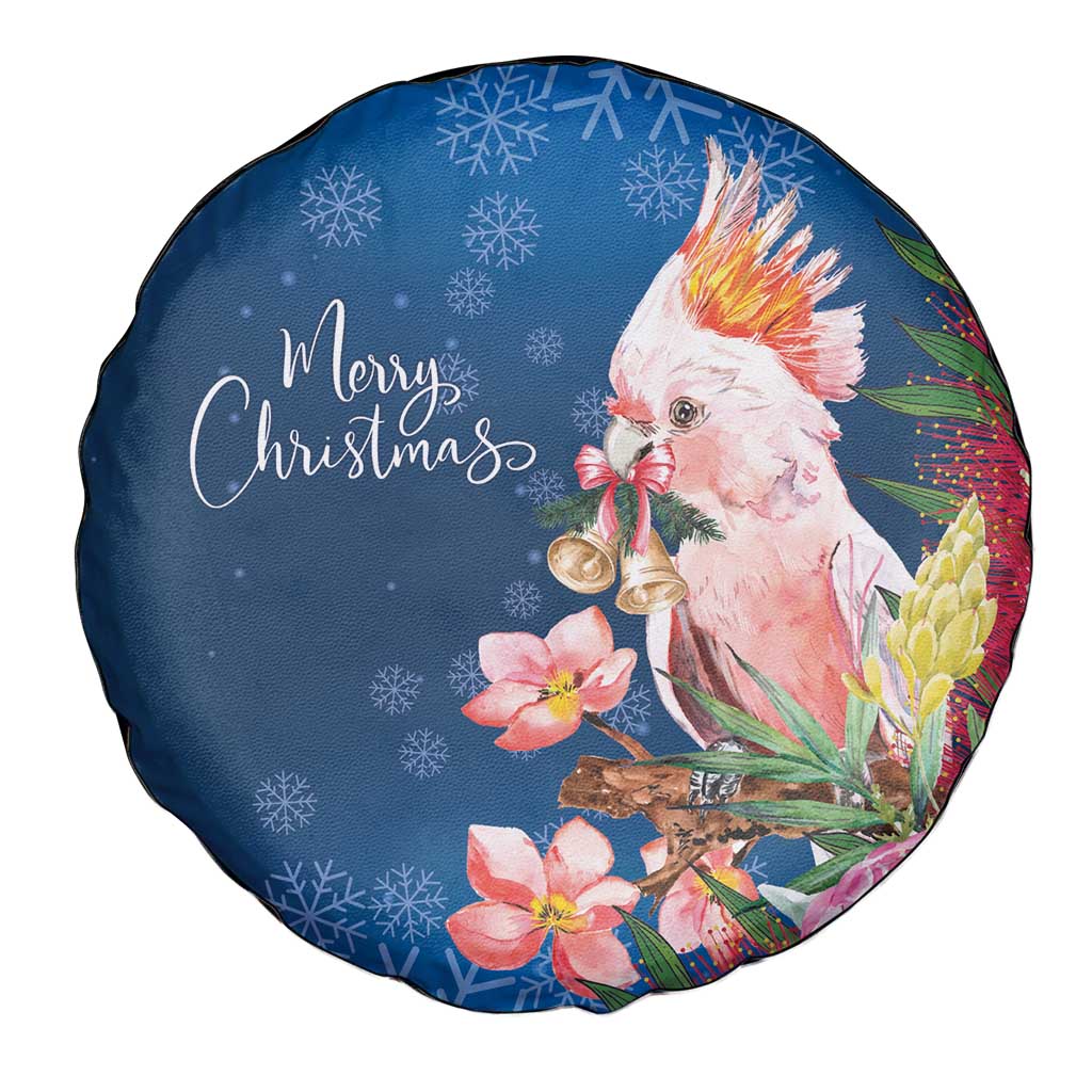 Australia Christmas Pink Cockatoo with Banksia Spare Tire Cover Snowy Blue - Aussie Hoodie