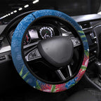 Australia Christmas Pink Cockatoo with Banksia Steering Wheel Cover Snowy Blue - Aussie Hoodie