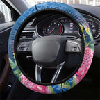 Australia Christmas Pink Cockatoo with Banksia Steering Wheel Cover Snowy Blue - Aussie Hoodie
