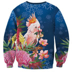 Australia Christmas Pink Cockatoo with Banksia Sweatshirt Snowy Blue - Aussie Hoodie