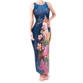 Australia Christmas Pink Cockatoo with Banksia Tank Maxi Dress Snowy Blue - Aussie Hoodie