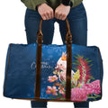 Australia Christmas Pink Cockatoo with Banksia Travel Bag Snowy Blue - Aussie Hoodie