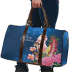 Australia Christmas Pink Cockatoo with Banksia Travel Bag Snowy Blue - Aussie Hoodie