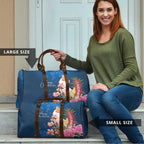 Australia Christmas Pink Cockatoo with Banksia Travel Bag Snowy Blue - Aussie Hoodie