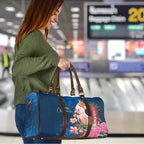 Australia Christmas Pink Cockatoo with Banksia Travel Bag Snowy Blue - Aussie Hoodie