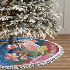 Australia Christmas Pink Cockatoo with Banksia Tree Skirt Snowy Blue - Aussie Hoodie