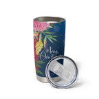 Australia Christmas Pink Cockatoo with Banksia Tumbler Cup Snowy Blue - Aussie Hoodie