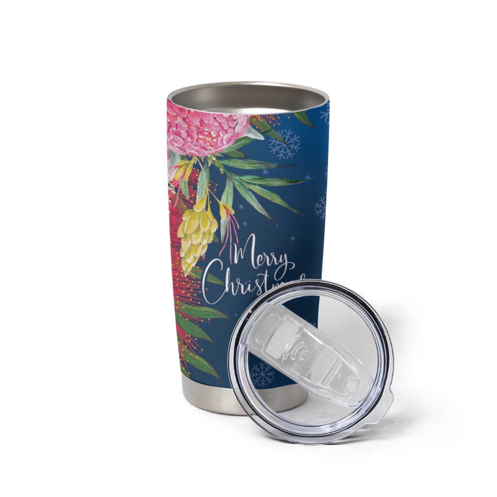 Australia Christmas Pink Cockatoo with Banksia Tumbler Cup Snowy Blue - Aussie Hoodie