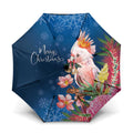 Australia Christmas Pink Cockatoo with Banksia Umbrella Snowy Blue - Aussie Hoodie