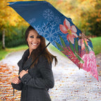Australia Christmas Pink Cockatoo with Banksia Umbrella Snowy Blue - Aussie Hoodie
