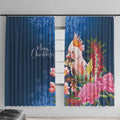 Australia Christmas Pink Cockatoo with Banksia Window Curtain Snowy Blue - Aussie Hoodie