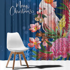 Australia Christmas Pink Cockatoo with Banksia Window Curtain Snowy Blue - Aussie Hoodie
