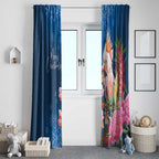 Australia Christmas Pink Cockatoo with Banksia Window Curtain Snowy Blue - Aussie Hoodie