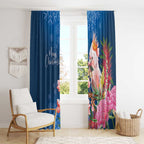 Australia Christmas Pink Cockatoo with Banksia Window Curtain Snowy Blue - Aussie Hoodie