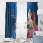 Australia Christmas Pink Cockatoo with Banksia Window Curtain Snowy Blue - Aussie Hoodie