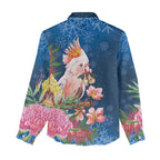 Australia Christmas Pink Cockatoo with Banksia Women Casual Shirt Snowy Blue - Aussie Hoodie