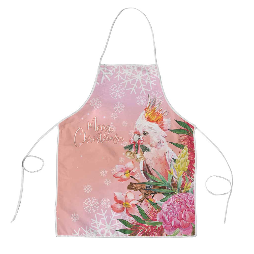Australia Christmas Pink Cockatoo with Banksia Apron Coral Pink - Aussie Hoodie