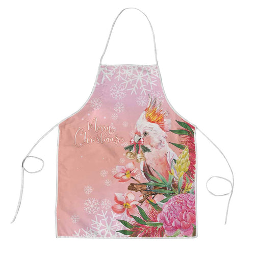 Australia Christmas Pink Cockatoo with Banksia Apron Coral Pink - Aussie Hoodie