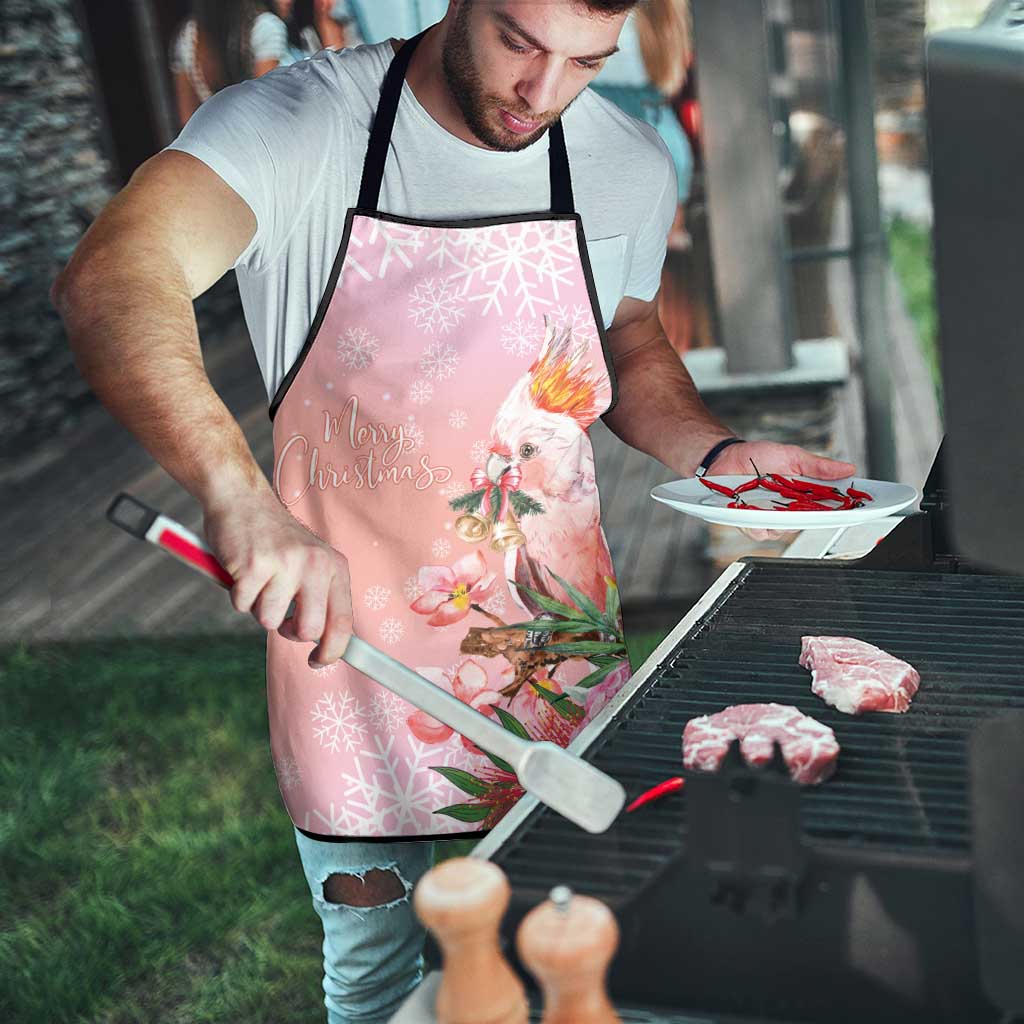 Australia Christmas Pink Cockatoo with Banksia Apron Coral Pink - Aussie Hoodie