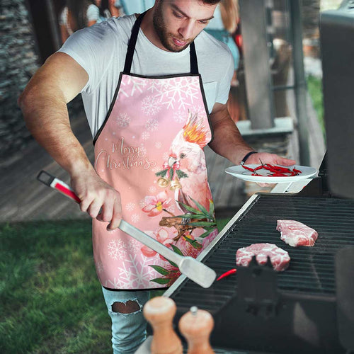 Australia Christmas Pink Cockatoo with Banksia Apron Coral Pink - Aussie Hoodie