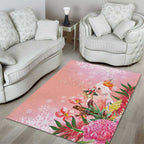 Australia Christmas Pink Cockatoo with Banksia Area Rug Coral Pink - Aussie Hoodie