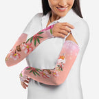 Australia Christmas Pink Cockatoo with Banksia Arm Sleeves Coral Pink - Aussie Hoodie