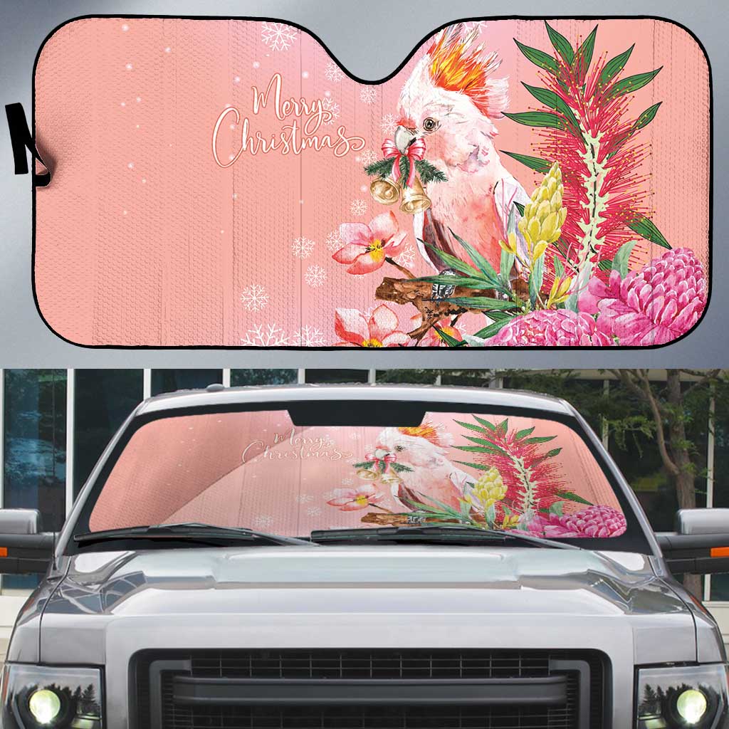 Australia Christmas Pink Cockatoo with Banksia Auto Sun Shade Coral Pink - Aussie Hoodie