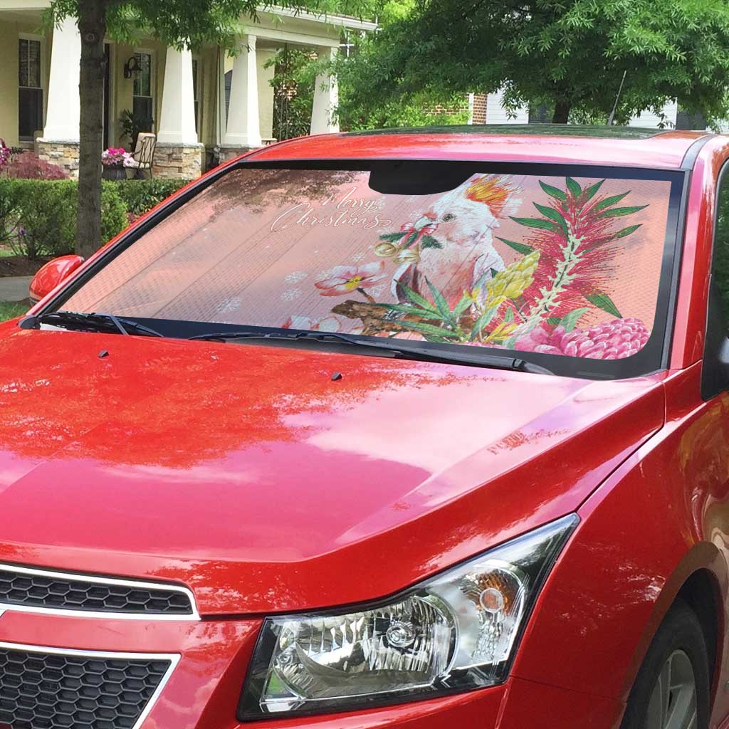Australia Christmas Pink Cockatoo with Banksia Auto Sun Shade Coral Pink - Aussie Hoodie