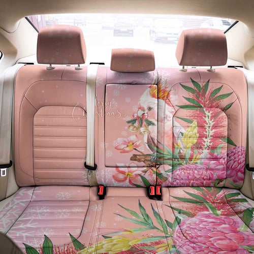 Australia Christmas Pink Cockatoo with Banksia Back Car Seat Cover Coral Pink - Aussie Hoodie