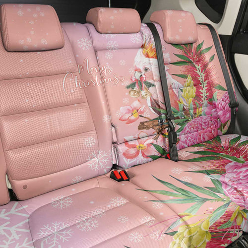 Australia Christmas Pink Cockatoo with Banksia Back Car Seat Cover Coral Pink - Aussie Hoodie