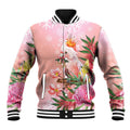 Australia Christmas Pink Cockatoo with Banksia Baseball Jacket Coral Pink - Aussie Hoodie