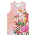 Australia Christmas Pink Cockatoo with Banksia Basketball Jersey Coral Pink - Aussie Hoodie