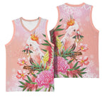 Australia Christmas Pink Cockatoo with Banksia Basketball Jersey Coral Pink - Aussie Hoodie