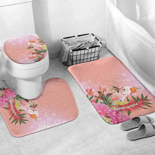 Australia Christmas Pink Cockatoo with Banksia Bathroom Set Coral Pink - Aussie Hoodie
