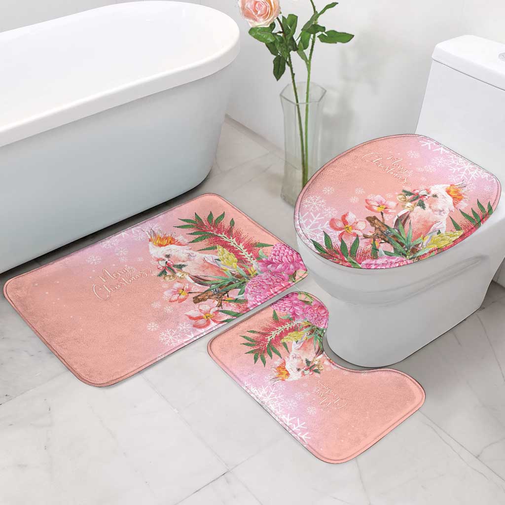 Australia Christmas Pink Cockatoo with Banksia Bathroom Set Coral Pink - Aussie Hoodie
