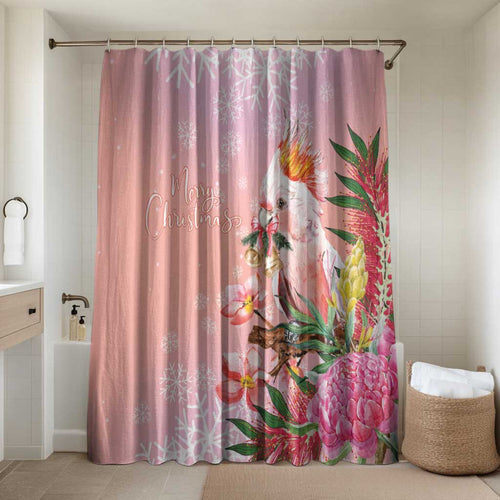 Australia Christmas Pink Cockatoo with Banksia Bathroom Set Coral Pink - Aussie Hoodie