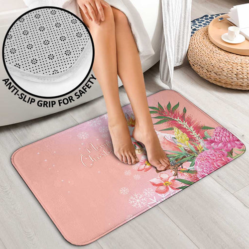 Australia Christmas Pink Cockatoo with Banksia Bathroom Set Coral Pink - Aussie Hoodie