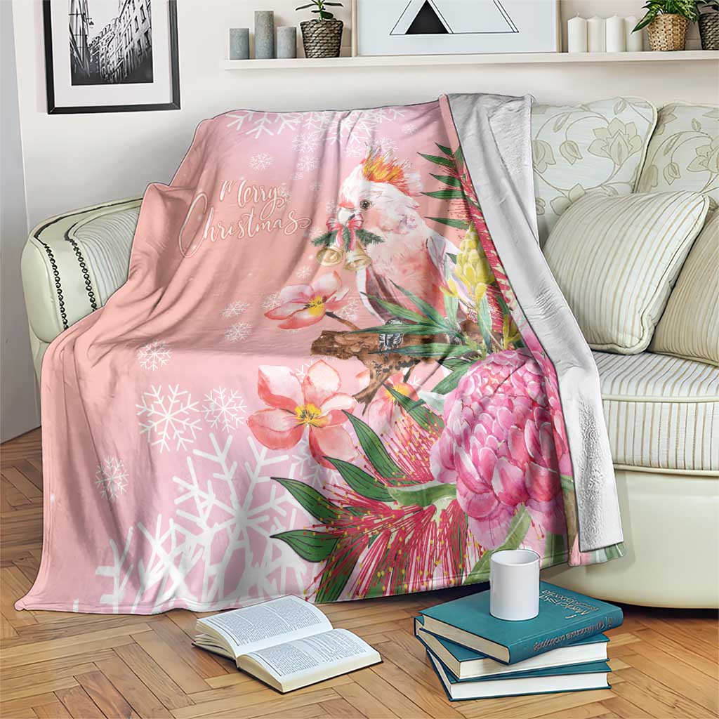 Australia Christmas Pink Cockatoo with Banksia Blanket Coral Pink - Aussie Hoodie