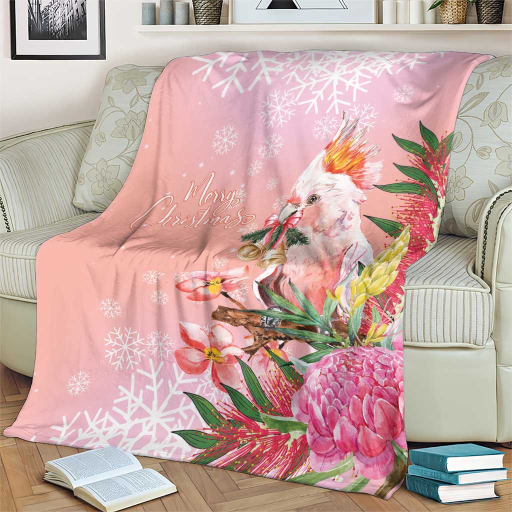 Australia Christmas Pink Cockatoo with Banksia Blanket Coral Pink - Aussie Hoodie