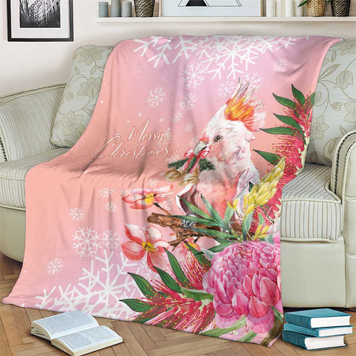 Australia Christmas Pink Cockatoo with Banksia Blanket Coral Pink - Aussie Hoodie