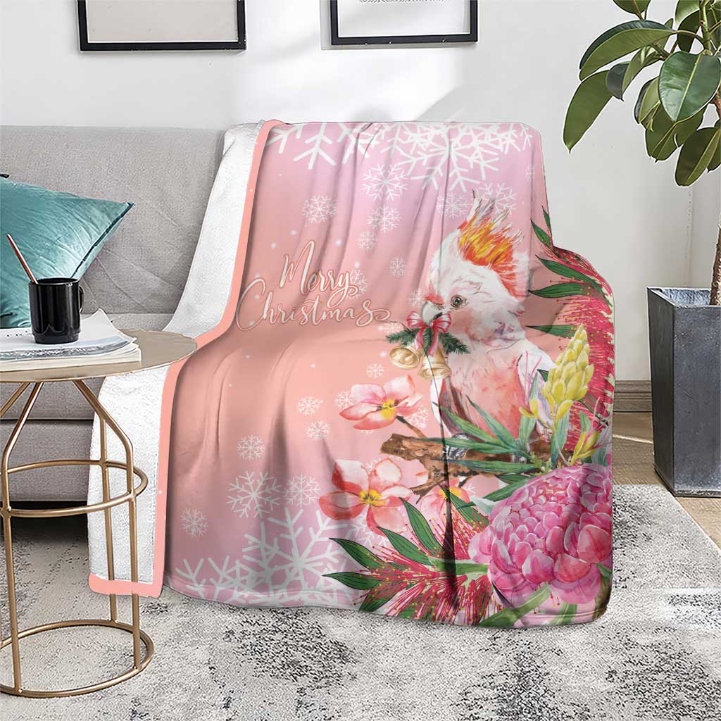 Australia Christmas Pink Cockatoo with Banksia Blanket Coral Pink - Aussie Hoodie