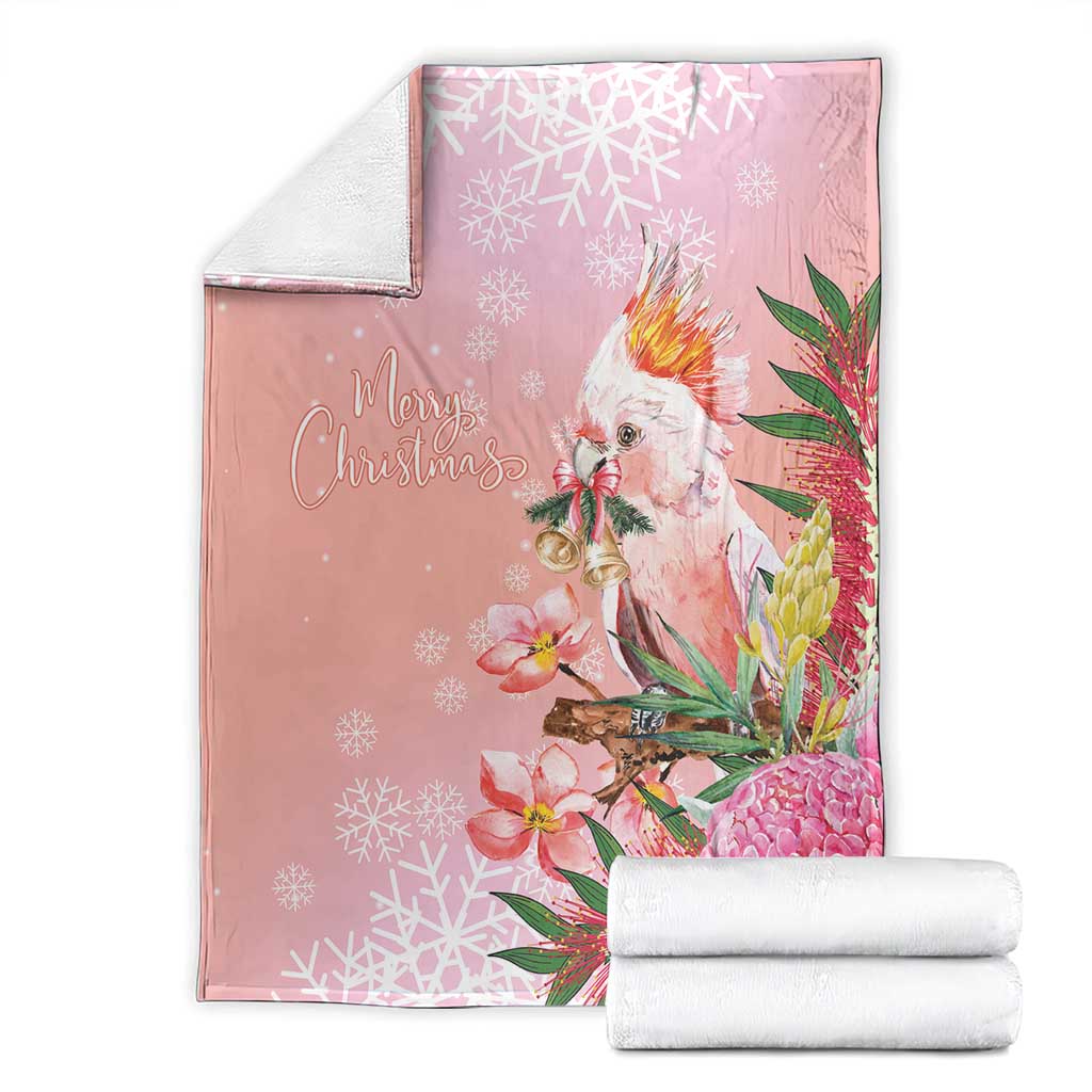 Australia Christmas Pink Cockatoo with Banksia Blanket Coral Pink - Aussie Hoodie