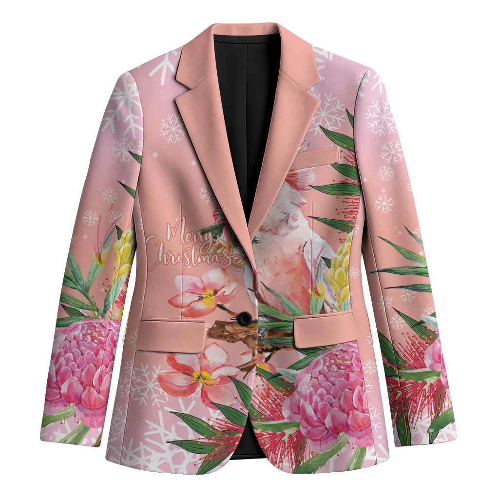Australia Christmas Pink Cockatoo with Banksia Blazer Coral Pink - Aussie Hoodie
