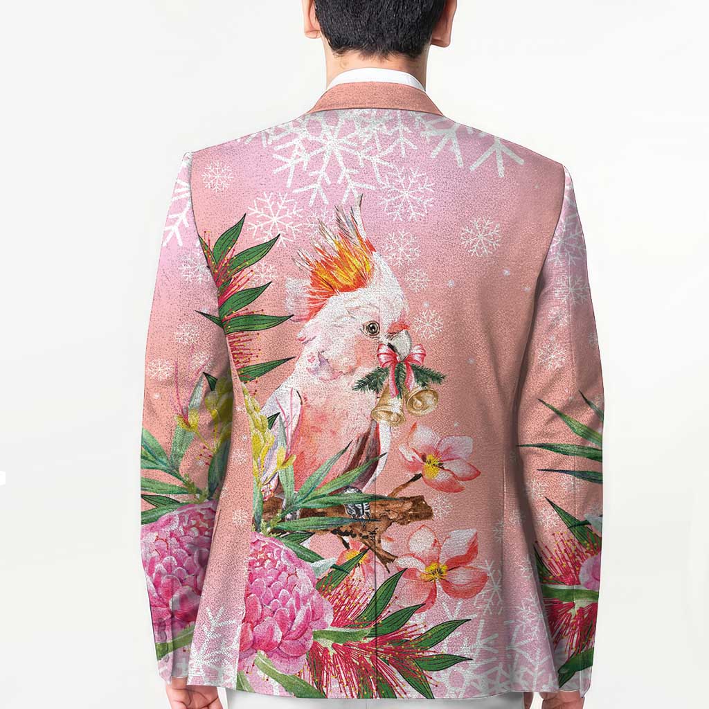 Australia Christmas Pink Cockatoo with Banksia Blazer Coral Pink - Aussie Hoodie