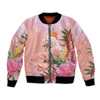 Australia Christmas Pink Cockatoo with Banksia Bomber Jacket Coral Pink - Aussie Hoodie