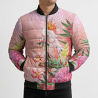 Australia Christmas Pink Cockatoo with Banksia Bomber Puffer Jacket Coral Pink - Aussie Hoodie