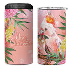 Australia Christmas Pink Cockatoo with Banksia 4 in 1 Can Cooler Tumbler Coral Pink - Aussie Hoodie