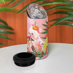 Australia Christmas Pink Cockatoo with Banksia 4 in 1 Can Cooler Tumbler Coral Pink - Aussie Hoodie