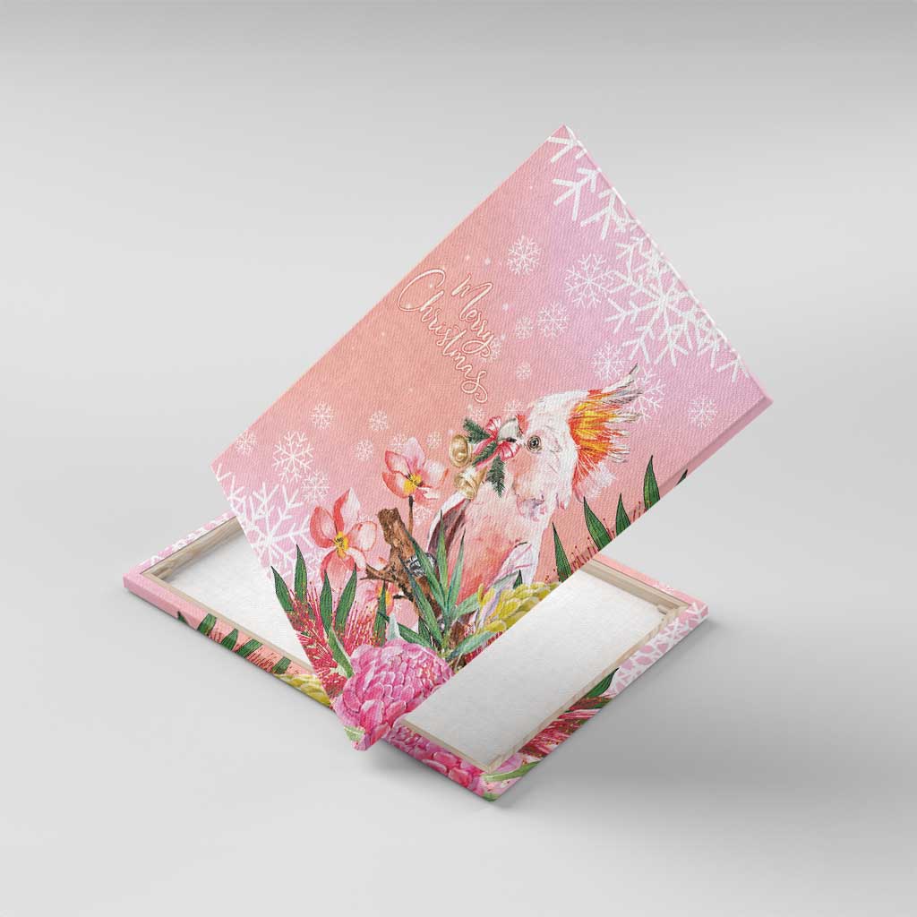Australia Christmas Pink Cockatoo with Banksia Canvas Wall Art Coral Pink - Aussie Hoodie