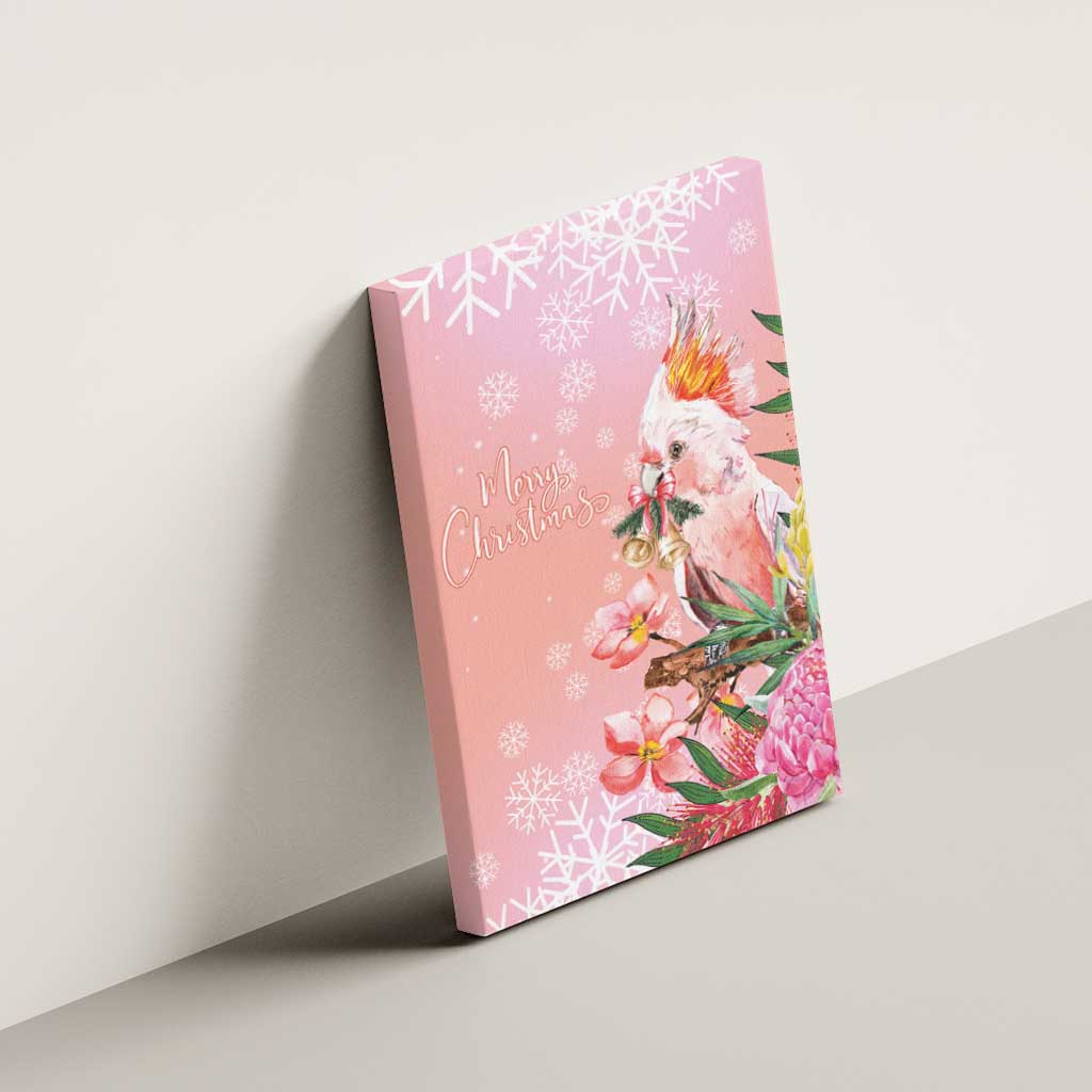 Australia Christmas Pink Cockatoo with Banksia Canvas Wall Art Coral Pink - Aussie Hoodie